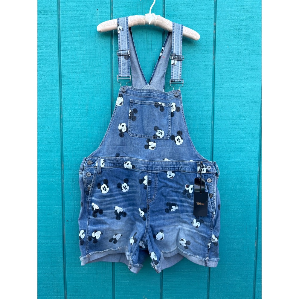Torrid Disney Mickey Mouse All Over Print Denim Shortalls Blue Womens 20 NEW - Picture 2 of 7